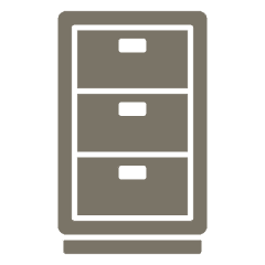 Icon of a three-drawer filing cabinet.